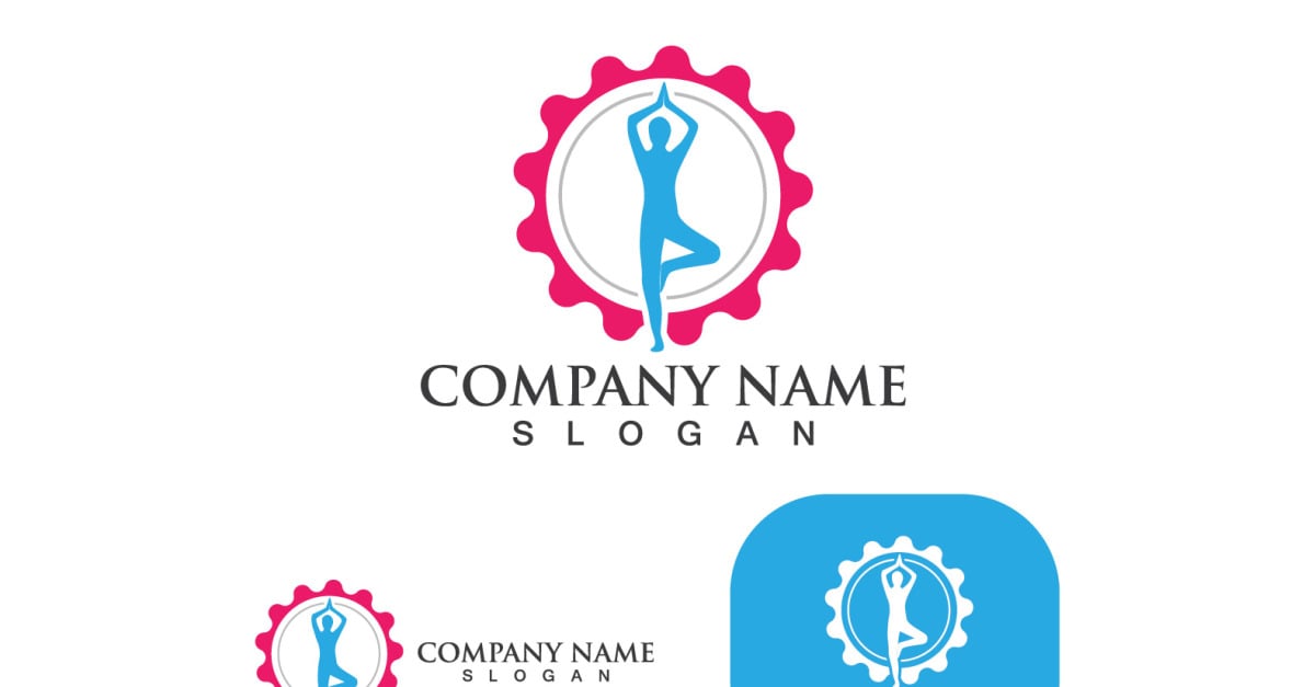 Logotipo e símbolo de pessoas de saúde de ioga V1