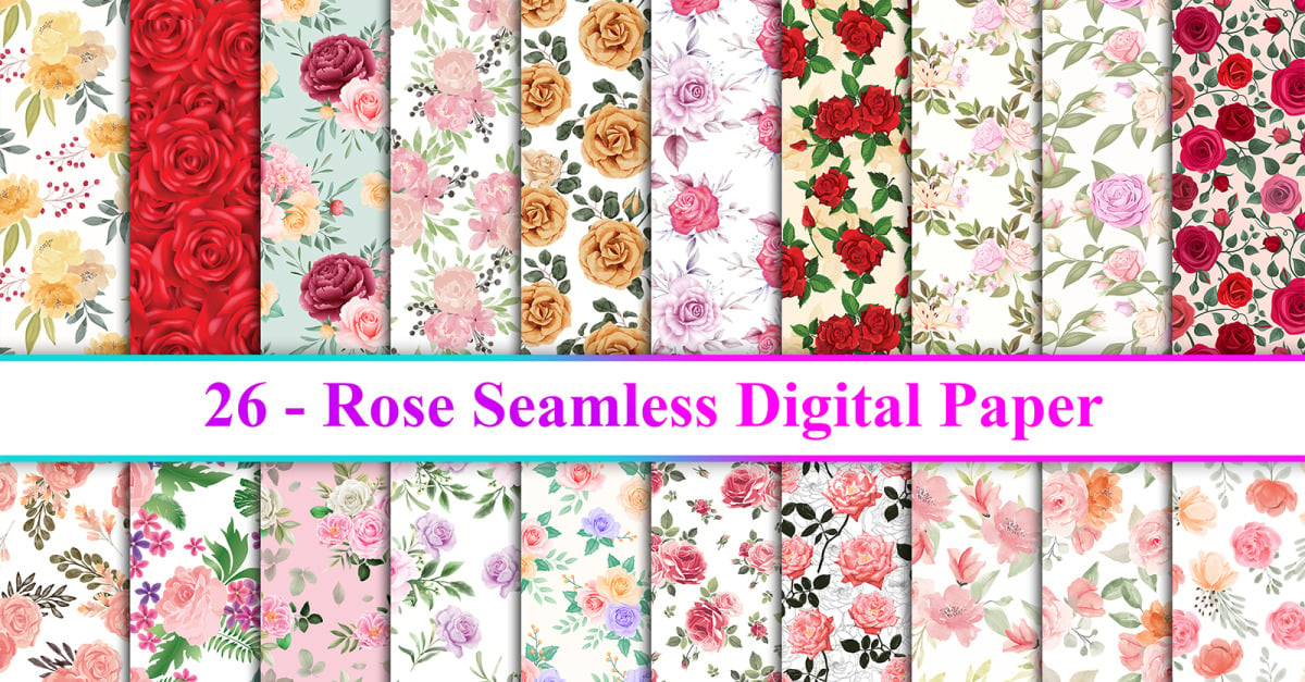 Rose Flower Digital Paper, Rose Seamless Pattern, Flower Seamless Pattern