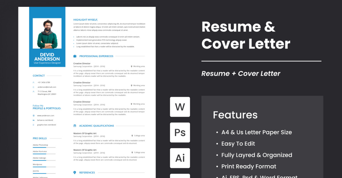 Modern CV And Resume Template #250909 - TemplateMonster