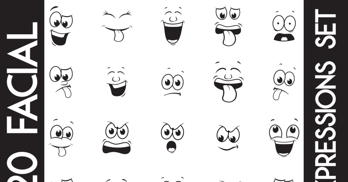 Dibujos animados divertidos Expresiones faciales Sublimación Svg Diseño  Ilustración