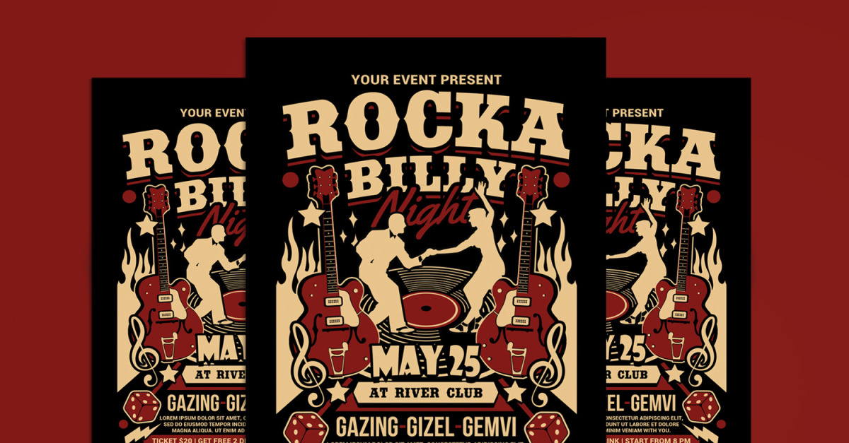 Rockabilly Music Night Flyer #251192 - TemplateMonster