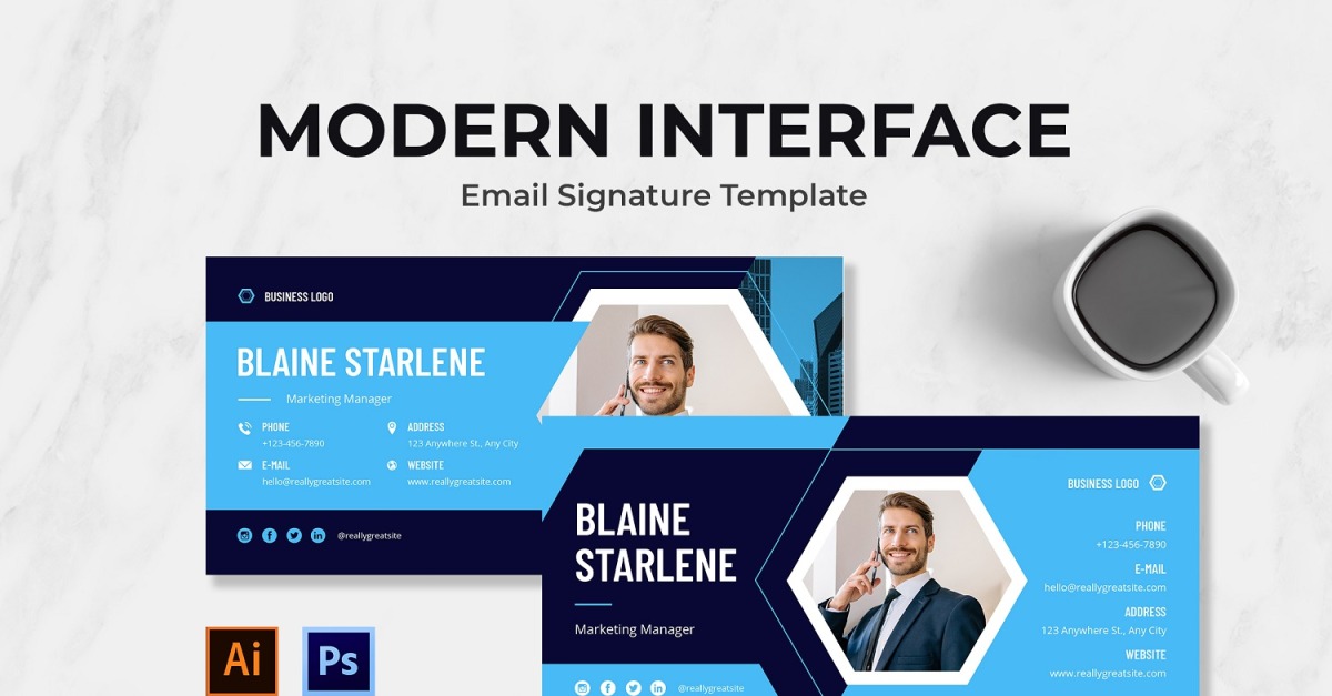 Modern Interface Email Signature #252151 - TemplateMonster