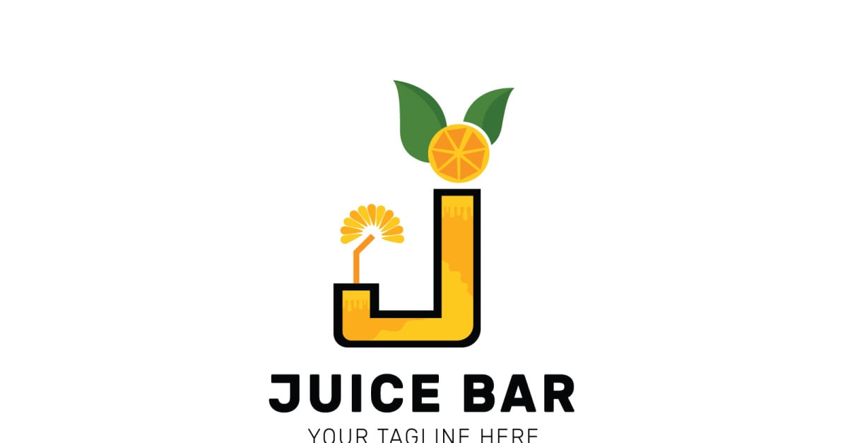 J Letter Juice Bar Logo Design