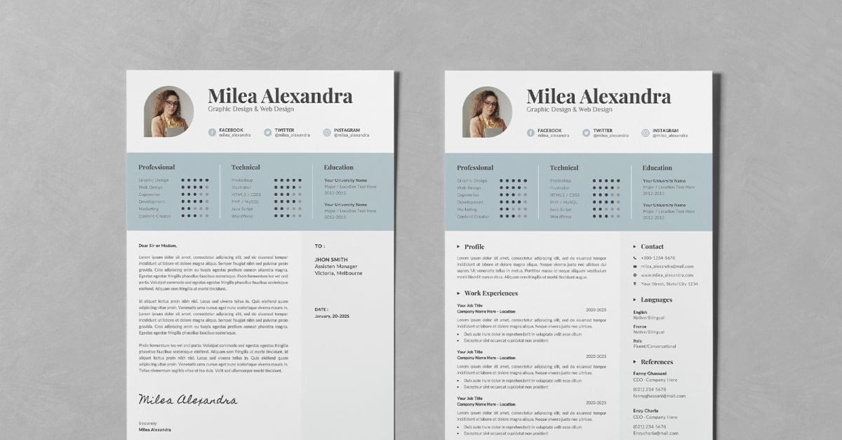 Modern Resume CV Design Templates #252806 - TemplateMonster