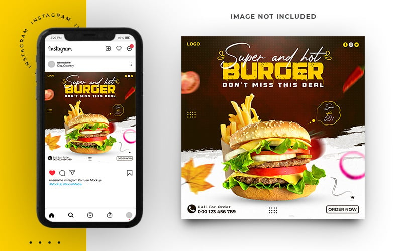 Burger Social Media Post Banner Template - Templatemonster