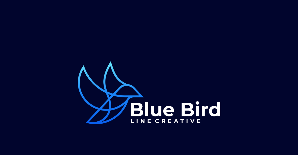Blue Bird Line Art Logo Style #255494 - TemplateMonster