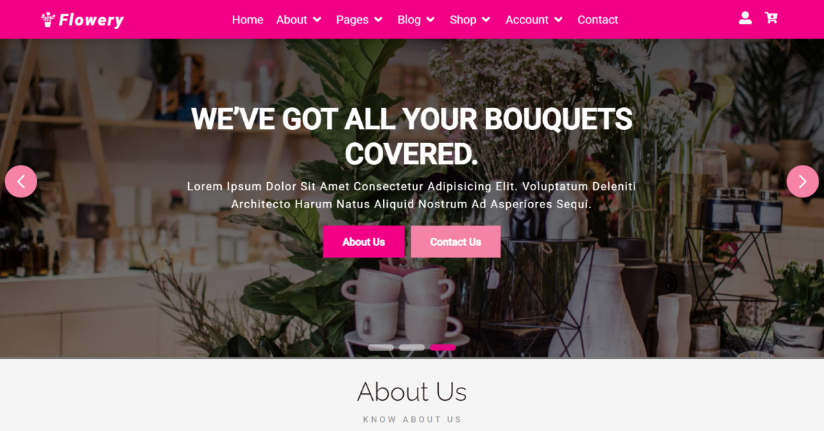 Flowery - Flower Store HTML React Website Template