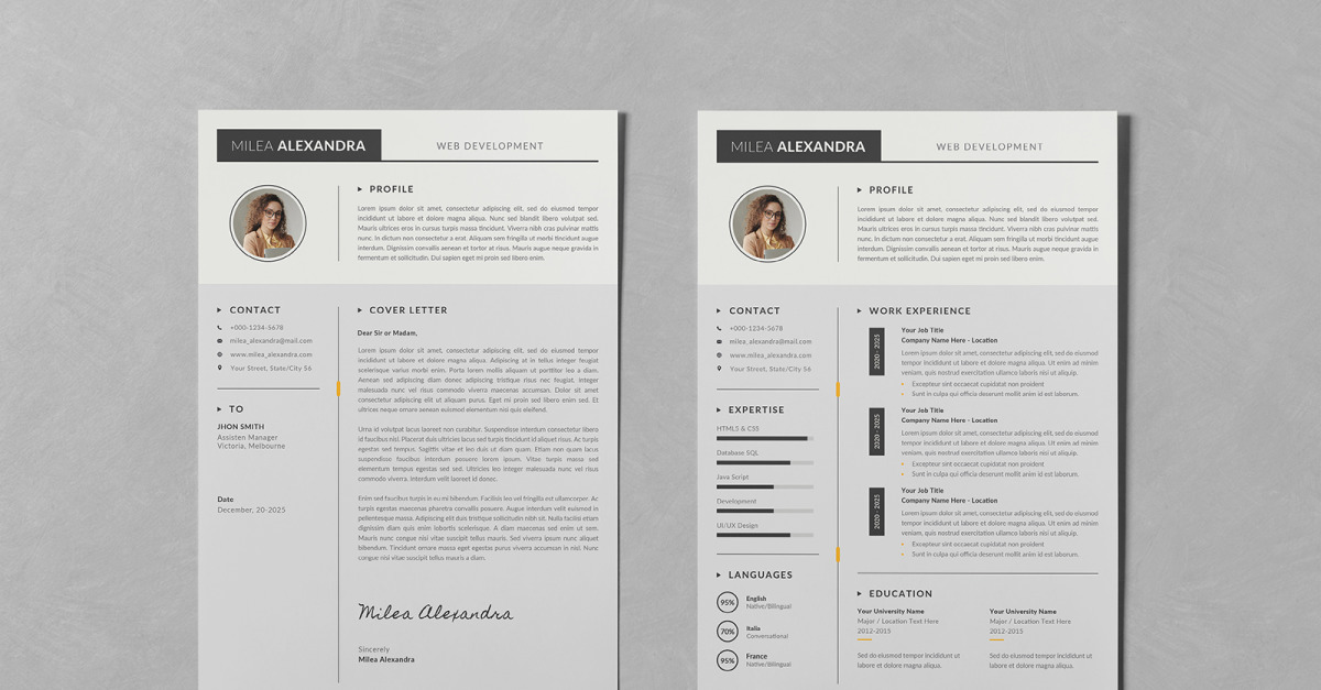 Clean Minimalist CV/Resume Design PSD Templates