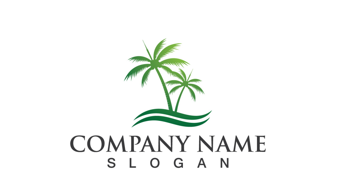 Coconut Palm Tree Logo And Symbol Vector V6 - TemplateMonster