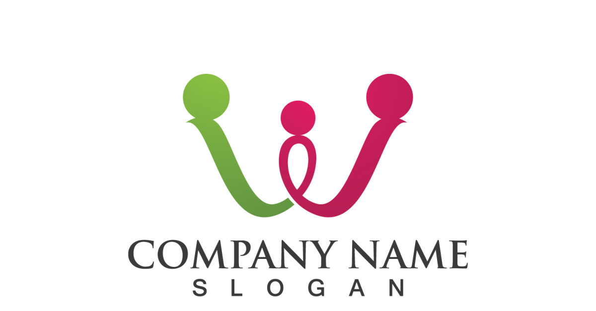 W Letter Initial Family Logo Vector #257271 - TemplateMonster