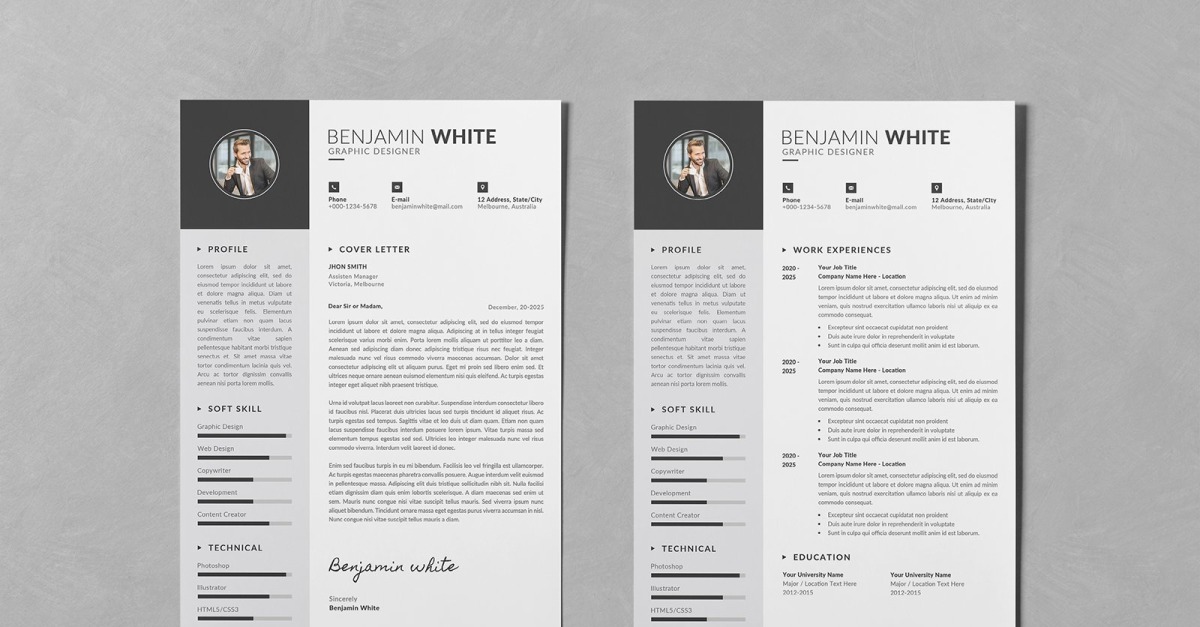 Clean Professional Minimalist Cv Resume Design Psd Templates