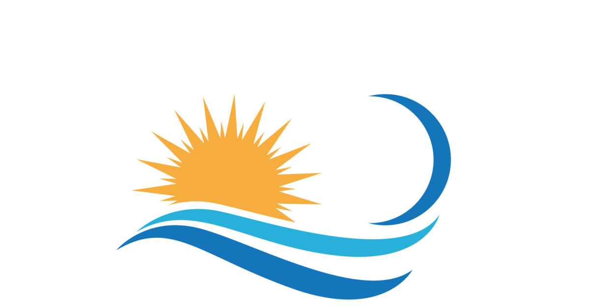 Water Wave And Sun Logo Vector Icon Design Template V4