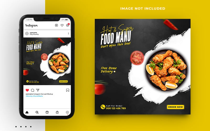 Food Menu Social Media Instagram Post Banner Template