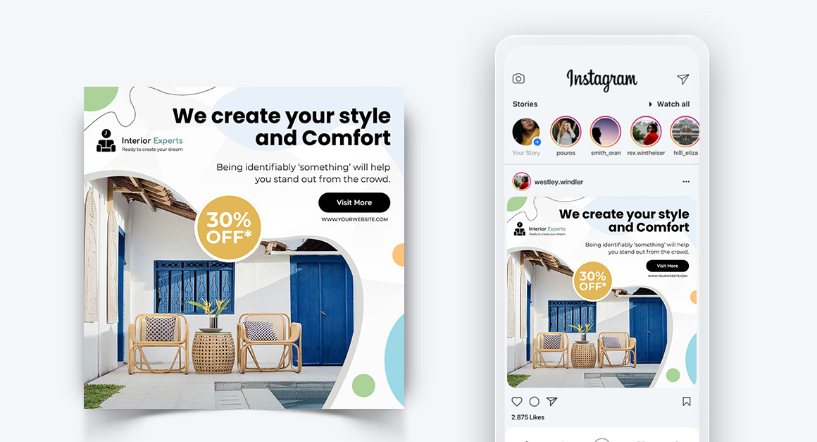 Interior Design and Furniture Social Media Post Design Template-16