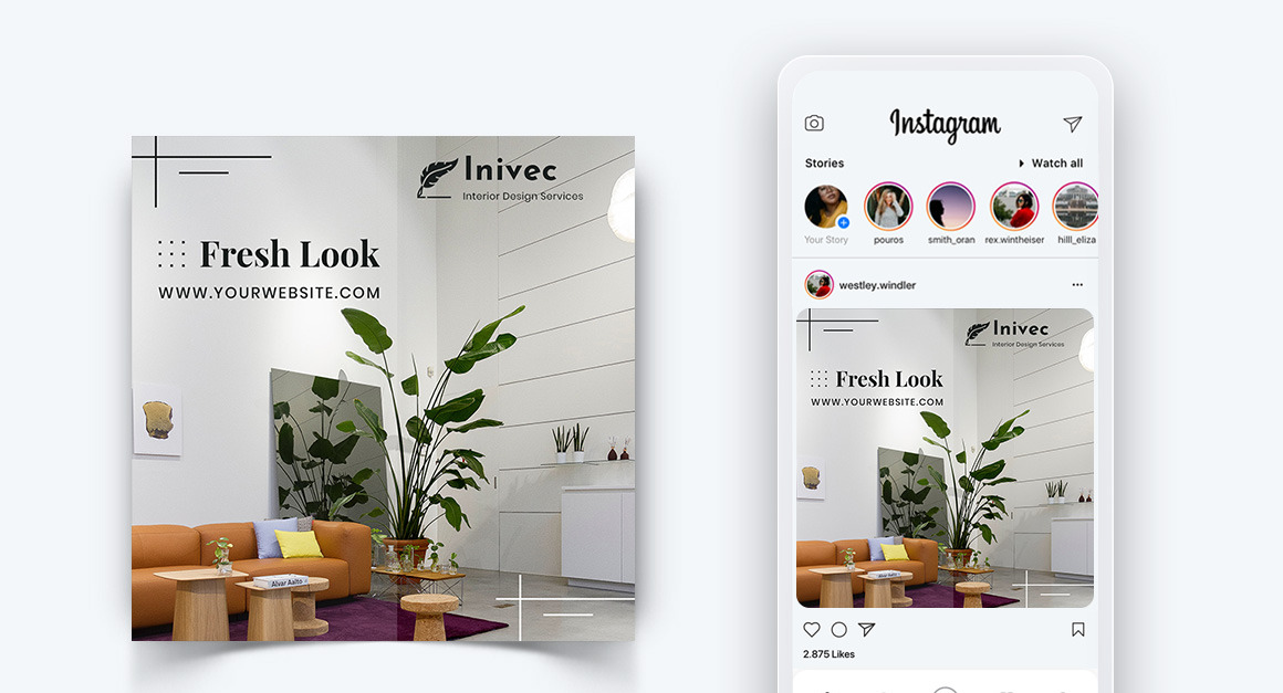 Interior Design and Furniture Social Media Post Design Template-42