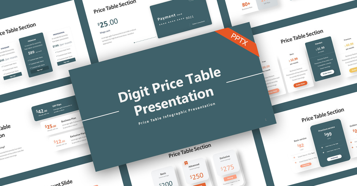 Cifre tabella dei prezzi modello di PowerPoint Infografica