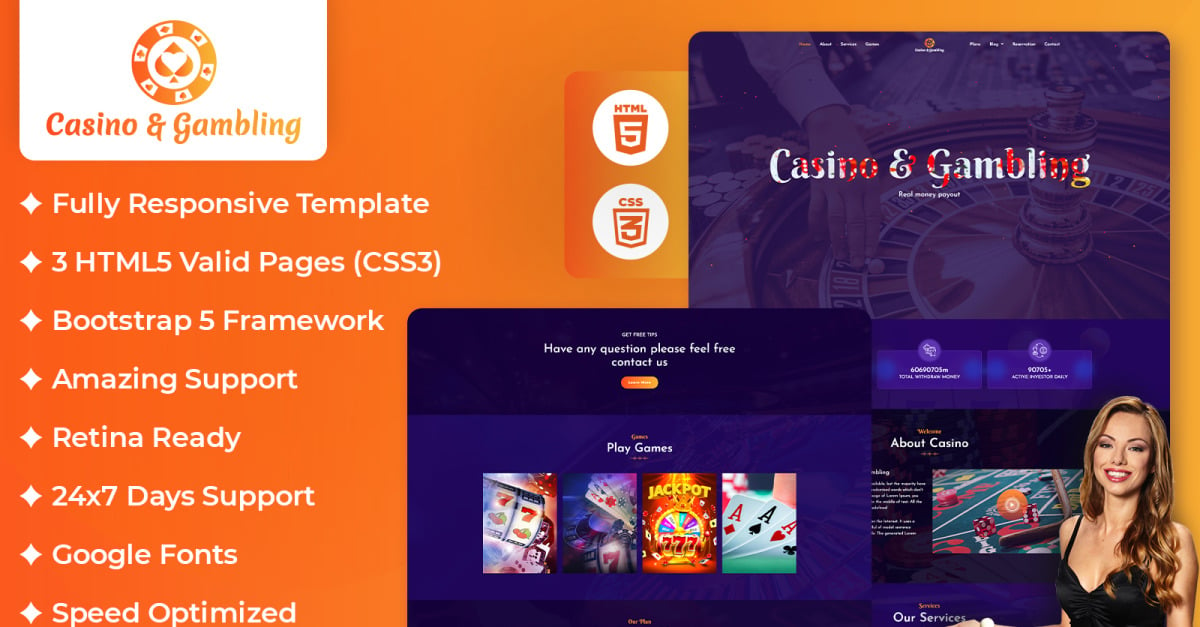 Casino and Gambling HTML Website Template