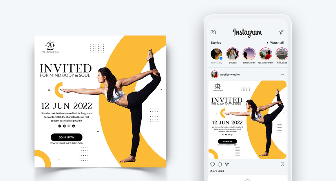 Yoga And Meditation Social Media Post Design Template-27