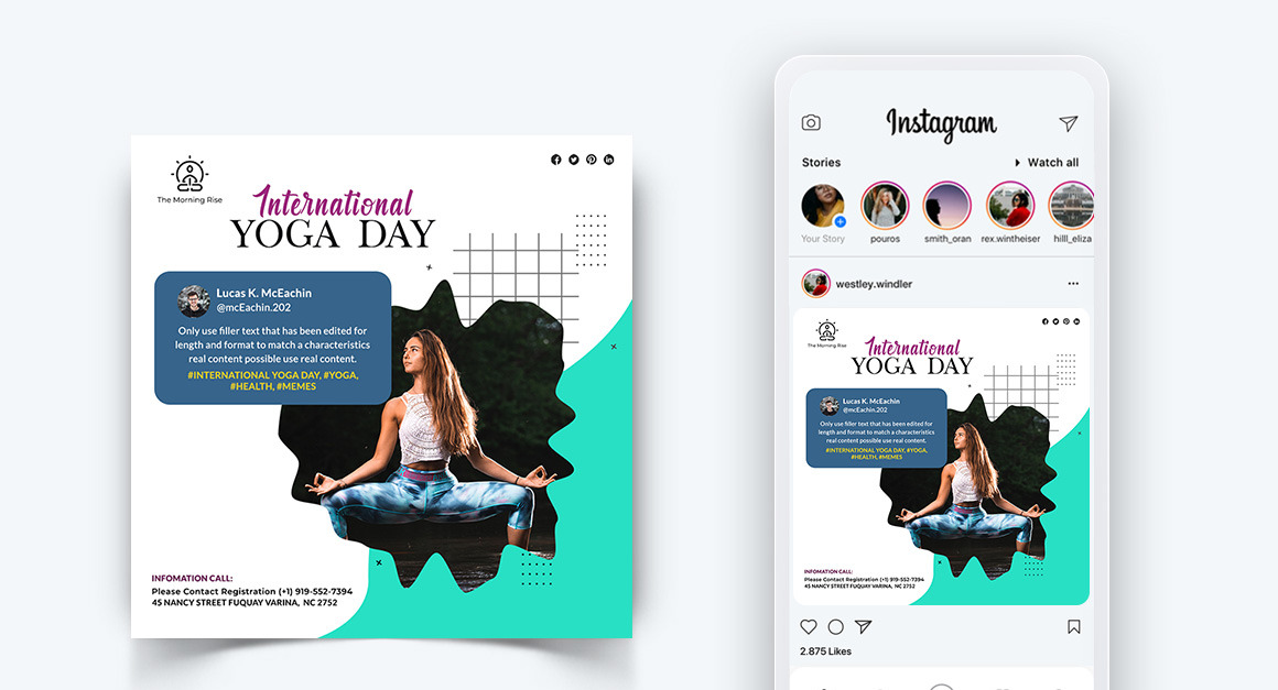 Yoga and Meditation Social Media Post Design Template-40