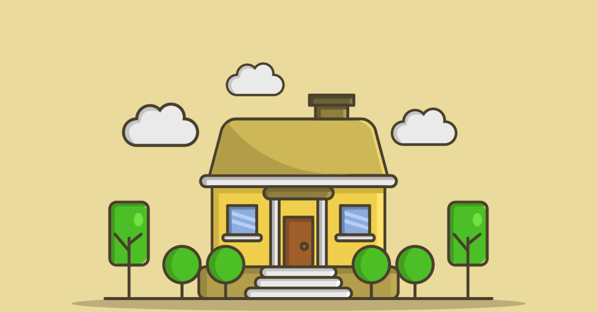 Vectorized illustrated and colored house on a white background