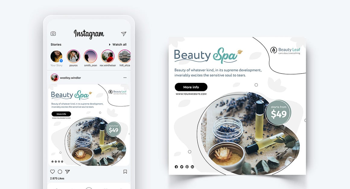 Beauty Salon and Spa Social Media Post Design Template-54