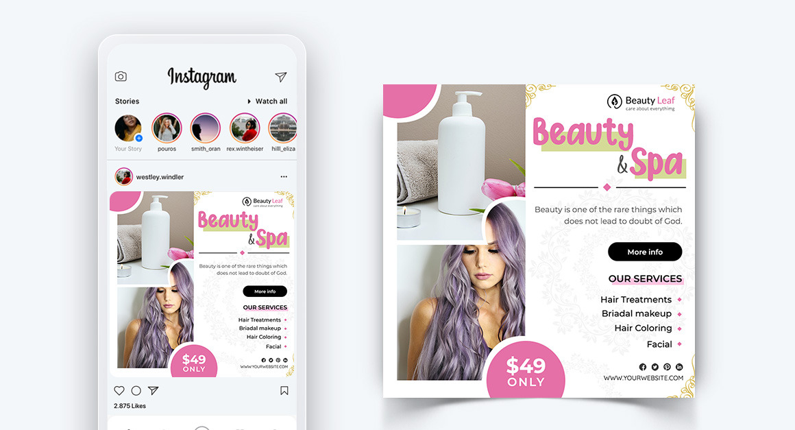 Beauty Salon and Spa Social Media Post Design Template-58
