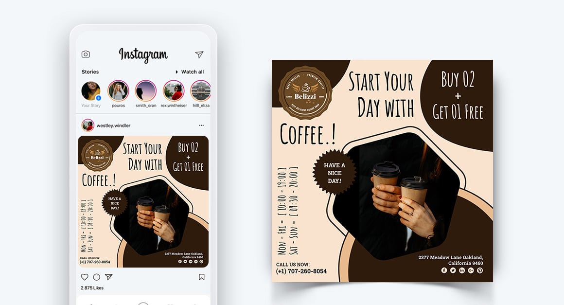 Coffee Shop Social Media Instagram Post Design Template-05