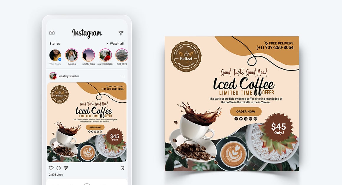 Coffee Shop Social Media Instagram Post Design Template-09