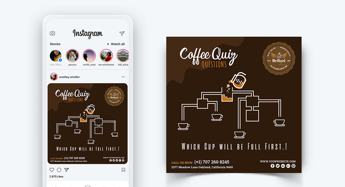 Bạn đang tìm cách để quảng bá quán cà phê của mình trên Instagram? Hãy thiết kế một mẫu bài đăng độc đáo và thu hút sự chú ý của người dùng. Với Instagram quiz font, bạn có thể tạo ra các câu hỏi và dùng font chữ đẹp mắt để tăng sự quan tâm của khán giả. Hãy tận dụng tính năng mạnh mẽ này của Canva để tạo ra những bài đăng ấn tượng cho quán cà phê của bạn.