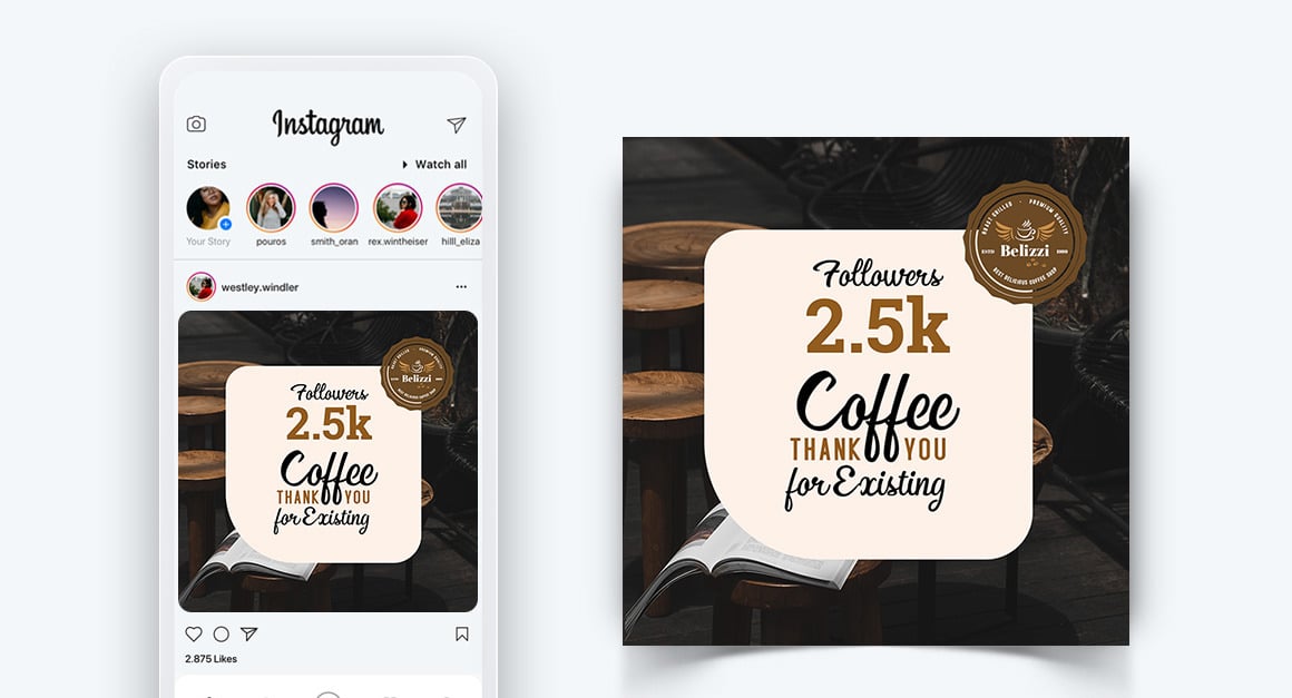 Coffee Shop Social Media Instagram Post Design Template-22