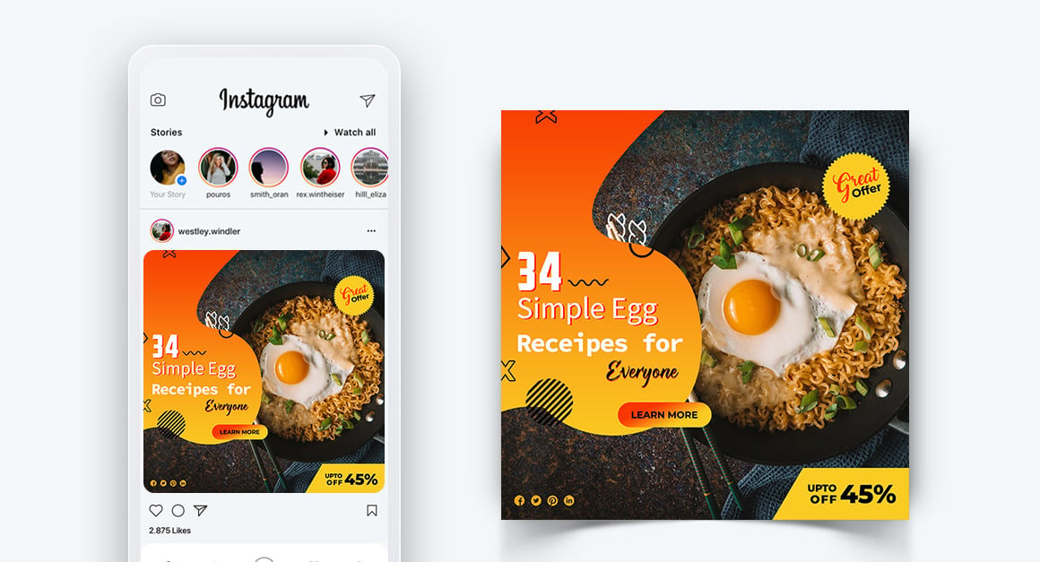 Food and Restaurant Offers Discounts Service Social Media Post Design ...