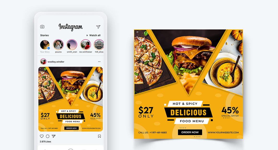 Food and Restaurant Offers Discounts Service Social Media Post Design ...