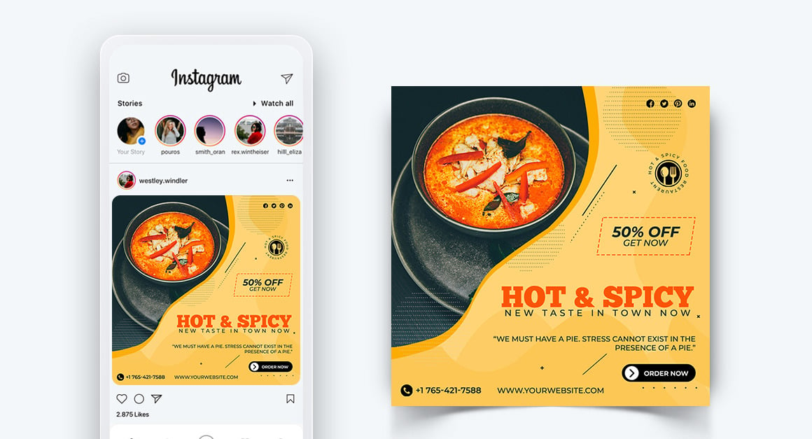 Food and Restaurant Offers Discounts Service Social Media Post Design ...