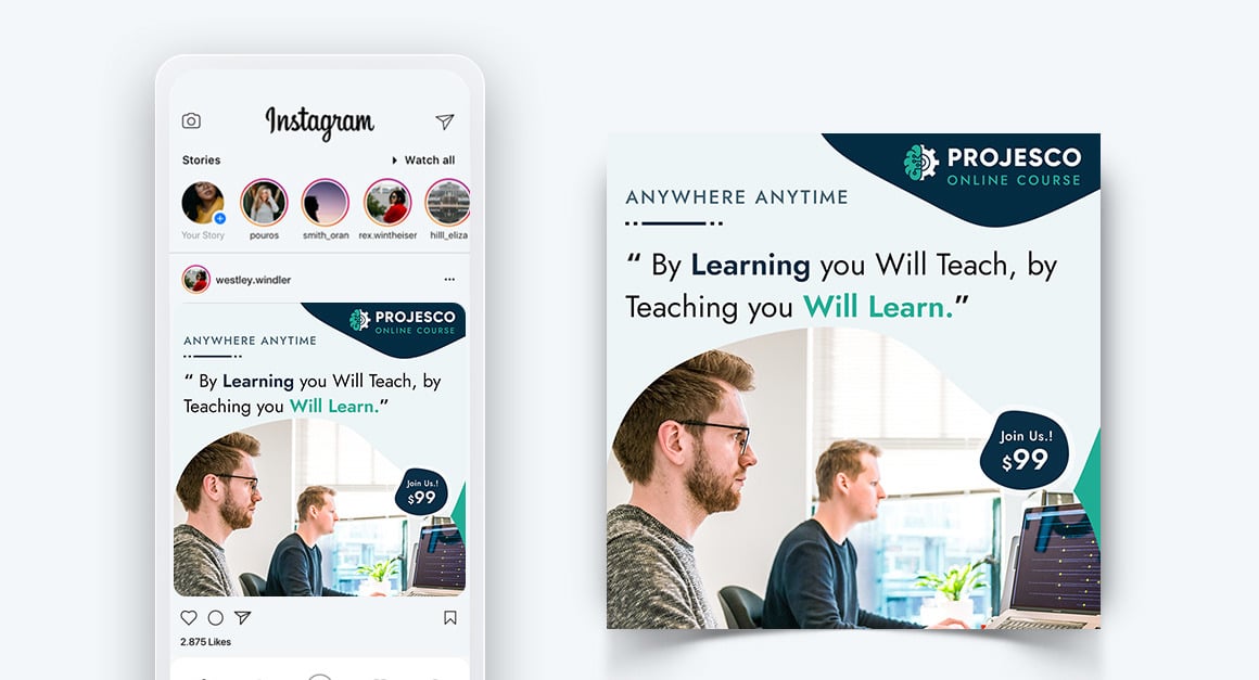 Online Course Elearning Social Media Instagram Post Design Template-01