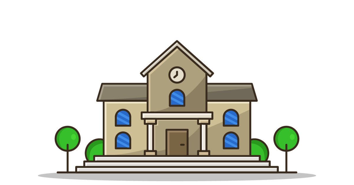 School illustrated and colored in vector on a white background