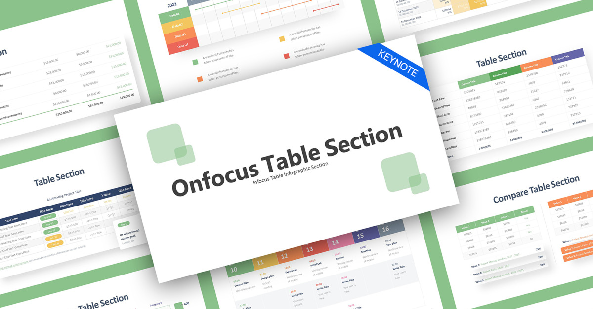 Focus Table Template Onfocus Table Section Infographic Keynote Template