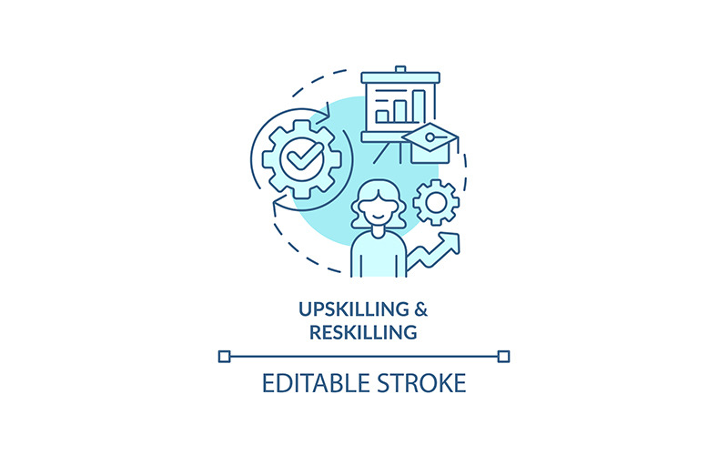 Upskilling And Reskilling Turquoise Concept Icon