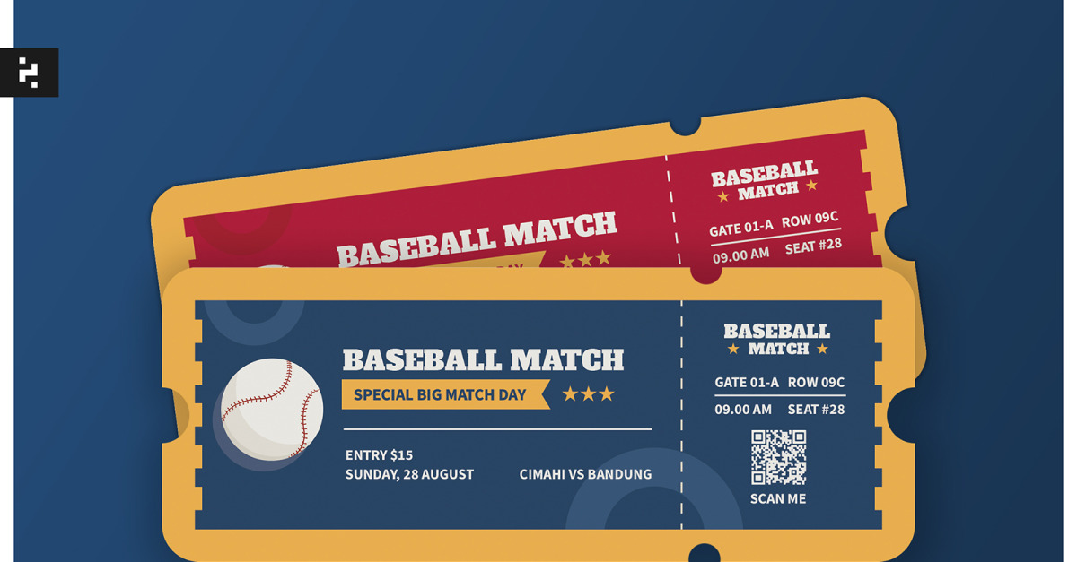 Baseball Match Ticket Print Template - TemplateMonster