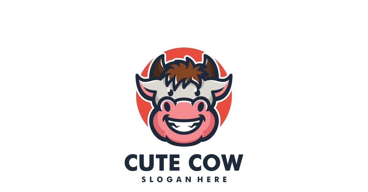 Cute Cow Simple Mascot Logo Style #268656 - TemplateMonster