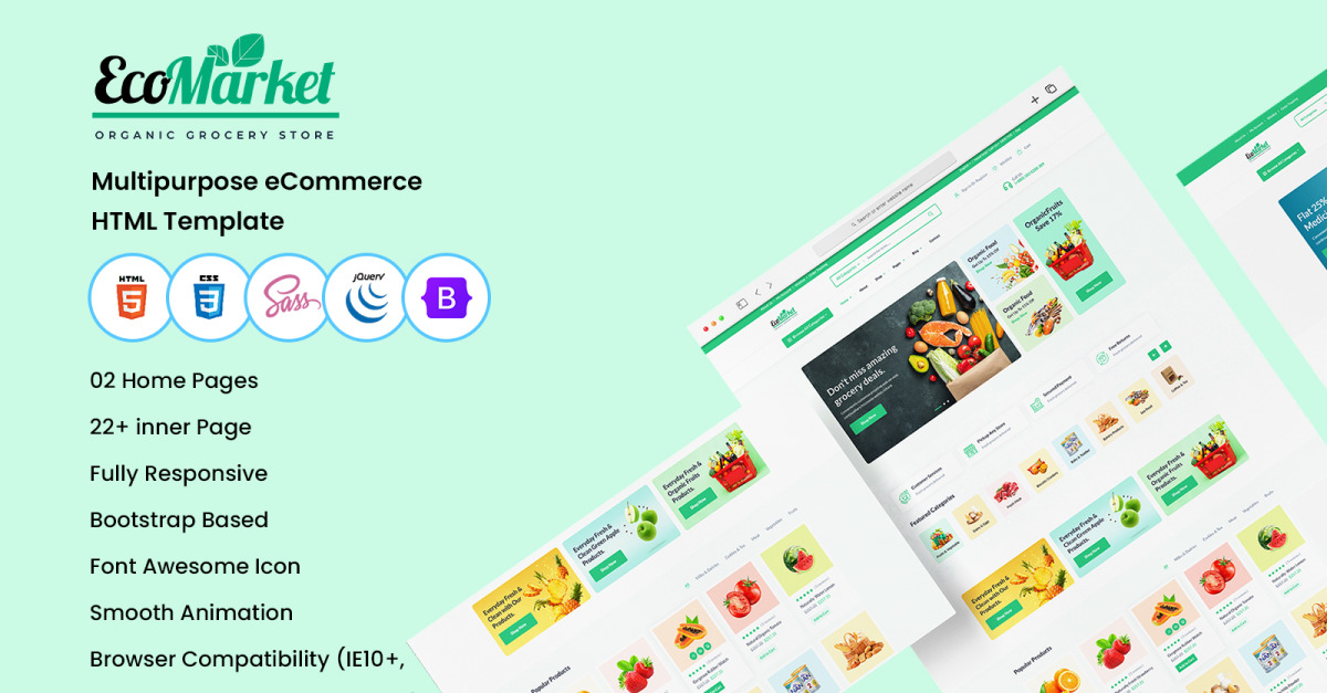 Ecomarket - Organic & Food Store eCommerce HTML Template