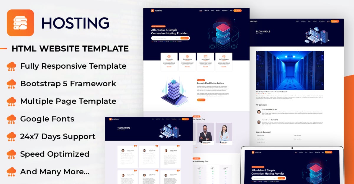 Hosting HTML Website Template