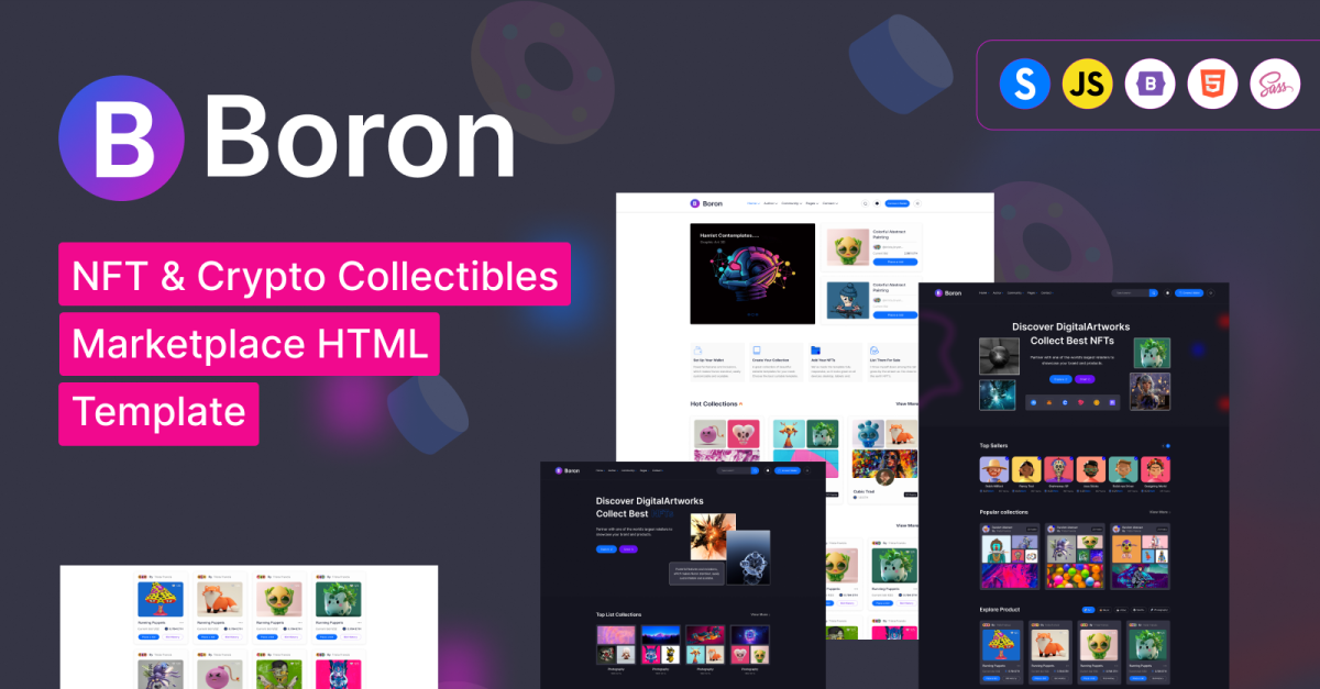 Boron - NFT Marketplace Bootstrap HTML Website Template