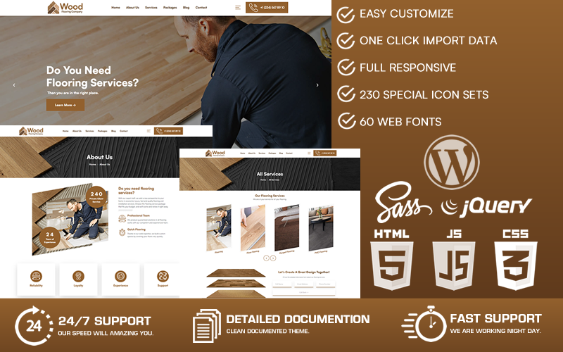Wood Flooring Company WordPress Theme TemplateMonster
