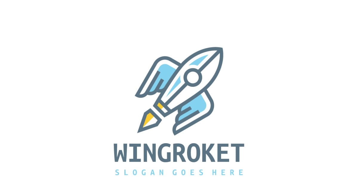 Startup Rocket with Wings Logo Template - TemplateMonster