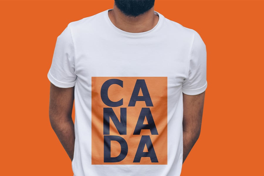 Tshirt Mockup Design On An Orange Background