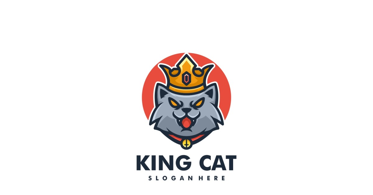 Logotipo do jogo do mascote do gato preto rei