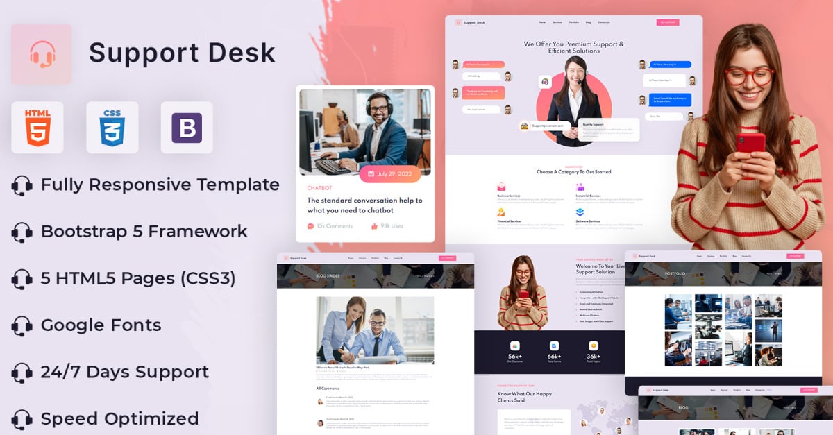 SupportDesk HTML Website Template