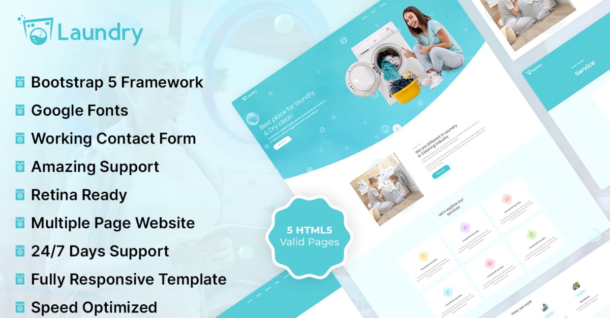 Laundry HTML Website Template