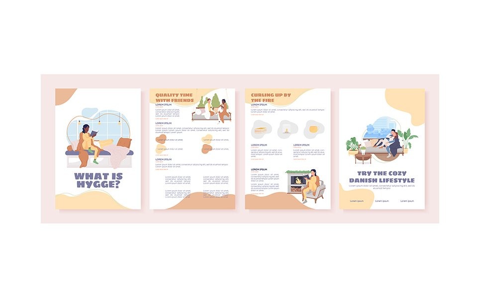 Qu'est-ce qu'un modèle de brochure de vecteur plat hygge