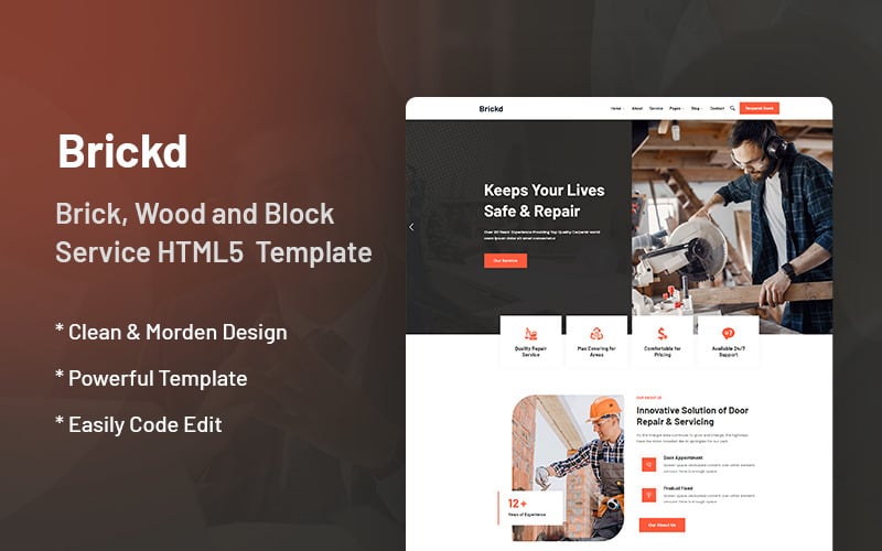 Brickd – Brick and Block  Service Website Template